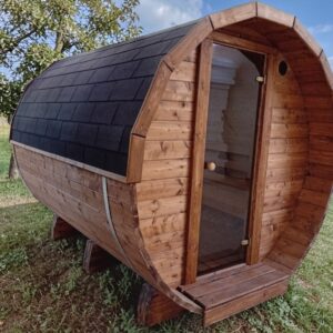 rundsauna mit vordach